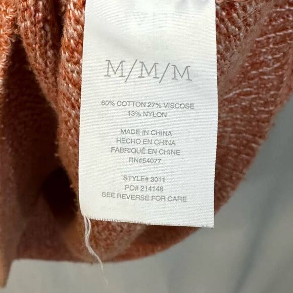 Cabi Foldover Heathered Orange Dolman 1/2 Sleeve Sweater Cotton Blend Medium - Picture 5 of 7